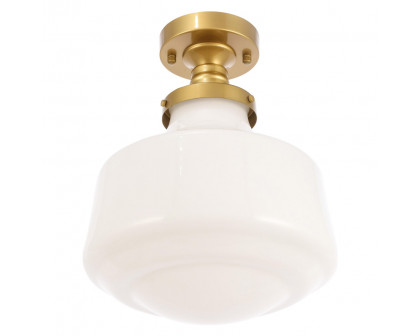 Elegant Flush Mount Light - Brass/Glass Matte, L 11" (LD6245BR)