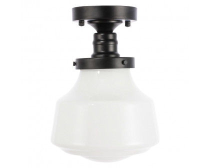 Elegant Flush Mount Light - Black/Glass Matte, L 8" (LD6249BK)