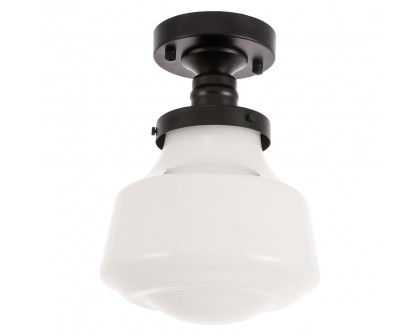 Elegant Flush Mount Light - Black/Glass Matte, L 8" (LD6249BK)