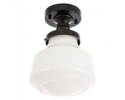 Elegant Flush Mount Light - Black/Glass Matte, L 8" (LD6249BK)