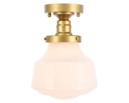 Elegant Flush Mount Light - Brass/Glass Matte, L 8" (LD6251BR)