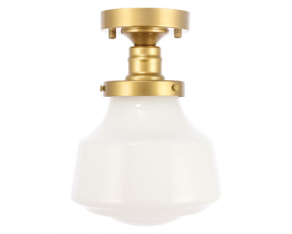 Elegant Flush Mount Light - Brass/Glass Matte, L 8" (LD6251BR)