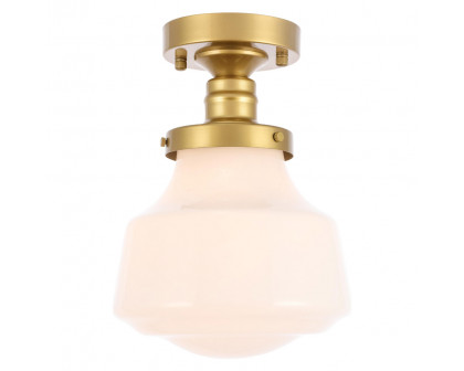 Elegant Flush Mount Light - Brass/Glass Matte, L 8" (LD6251BR)