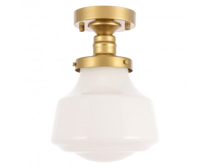 Elegant Flush Mount Light - Brass/Glass Matte, L 8" (LD6251BR)