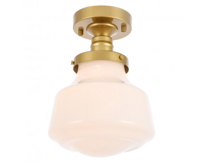 Elegant Flush Mount Light - Brass/Glass Matte, L 8" (LD6251BR)