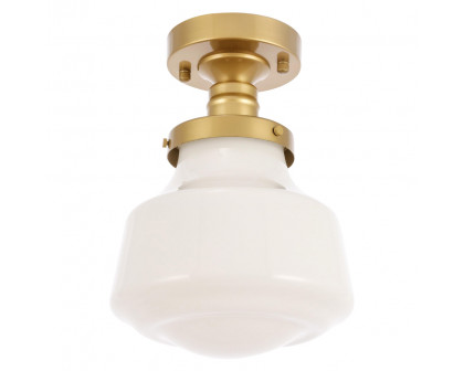 Elegant Flush Mount Light - Brass/Glass Matte, L 8" (LD6251BR)