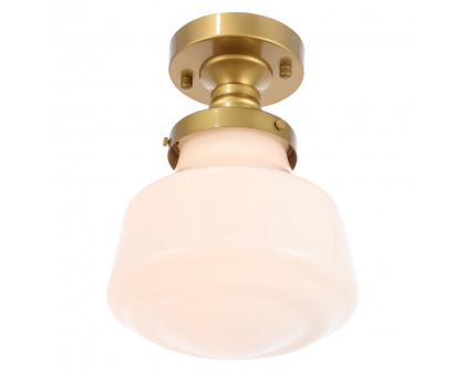 Elegant Flush Mount Light - Brass/Glass Matte, L 8" (LD6251BR)