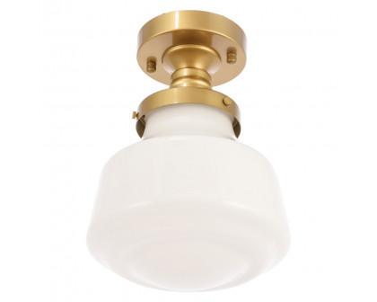 Elegant Flush Mount Light - Brass/Glass Matte, L 8" (LD6251BR)