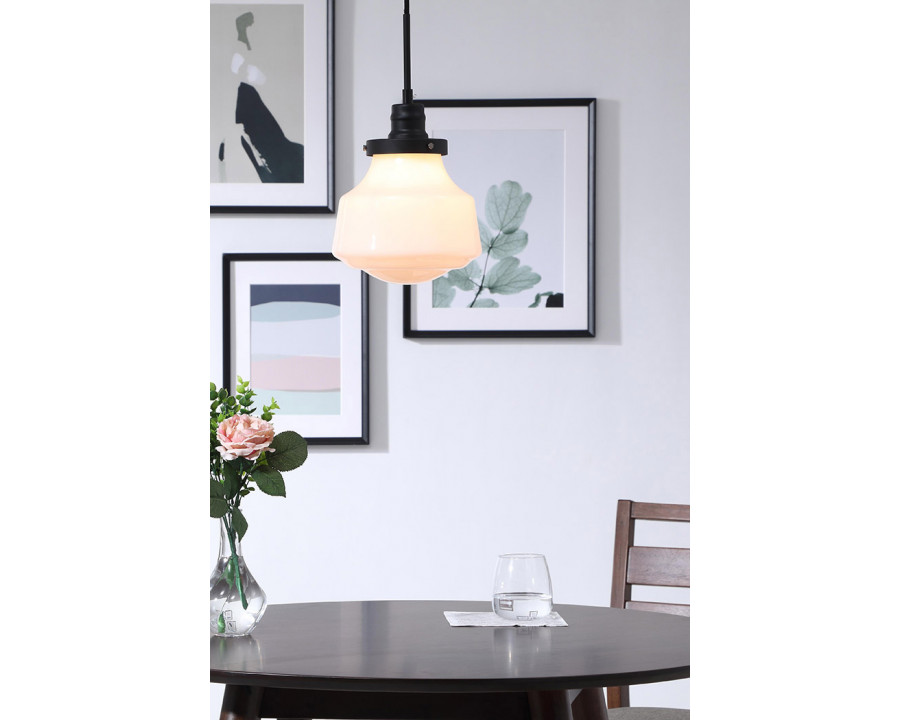 Elegant Pendant Light - Black/Glass Matte, L 8" (LD6255BK)