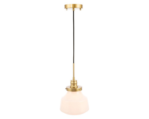 Elegant Pendant Light - Brass/Glass Matte, L 8" (LD6257BR)