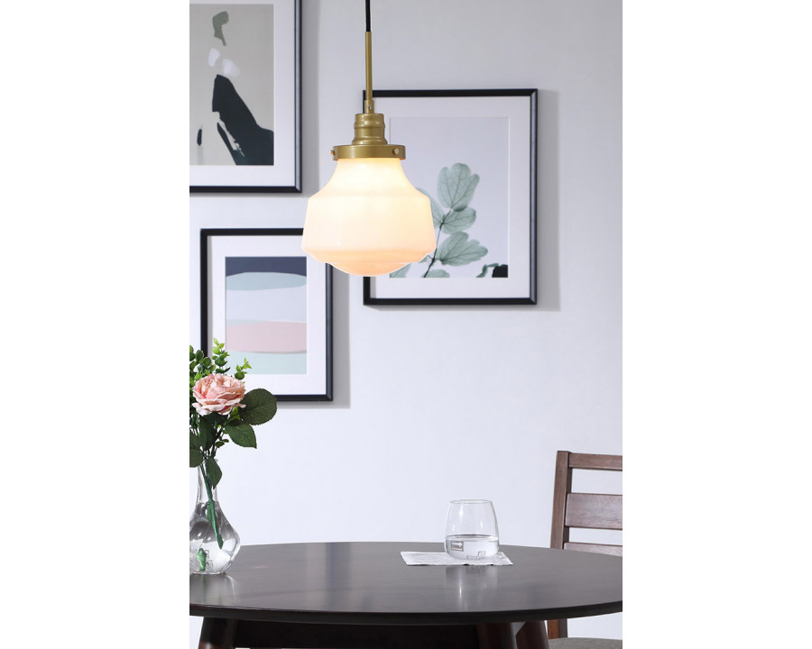 Elegant Pendant Light - Brass/Glass Matte, L 8" (LD6257BR)