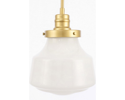 Elegant Pendant Light - Brass/Glass Matte, L 8" (LD6257BR)