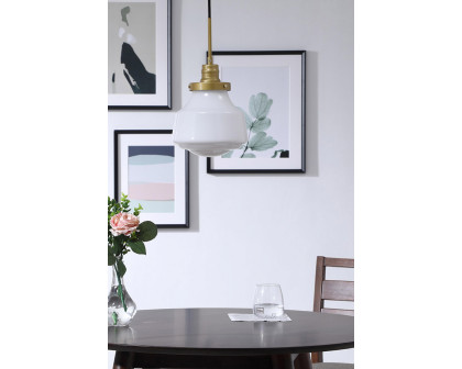 Elegant Pendant Light - Brass/Glass Matte, L 8" (LD6257BR)