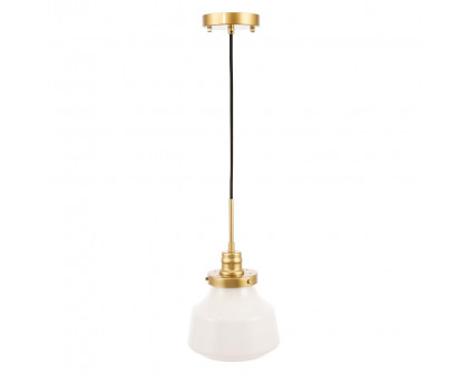 Elegant Pendant Light - Brass/Glass Matte, L 8" (LD6257BR)