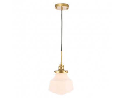 Elegant Pendant Light - Brass/Glass Matte, L 8" (LD6257BR)