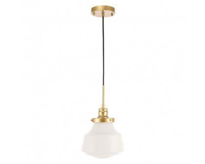 Elegant Pendant Light - Brass/Glass Matte, L 8" (LD6257BR)