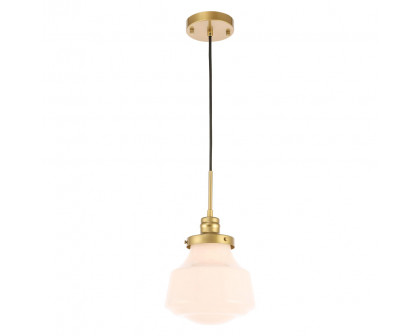 Elegant Pendant Light - Brass/Glass Matte, L 8" (LD6257BR)