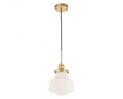 Elegant Pendant Light - Brass/Glass Matte, L 8" (LD6257BR)