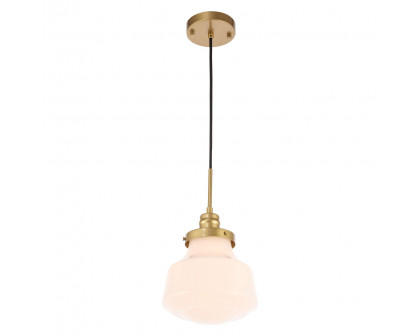 Elegant Pendant Light - Brass/Glass Matte, L 8" (LD6257BR)