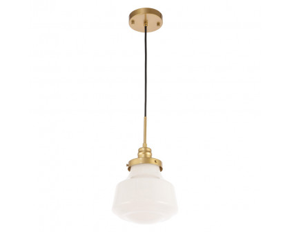 Elegant Pendant Light - Brass/Glass Matte, L 8" (LD6257BR)