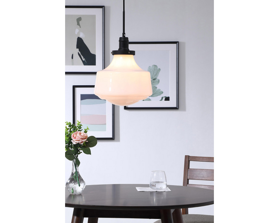 Elegant Pendant Light - Black/Glass Matte, L 11" (LD6261BK)