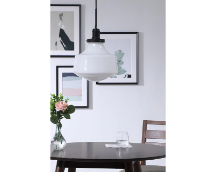 Elegant Pendant Light - Black/Glass Matte, L 11" (LD6261BK)