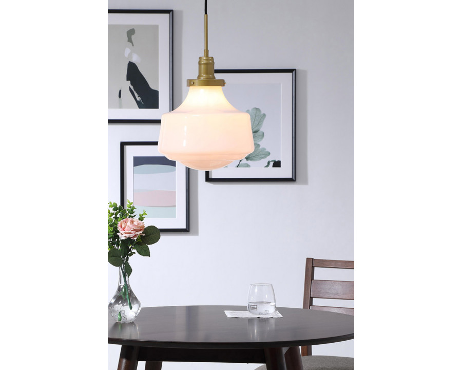 Elegant Pendant Light - Brass/Glass Matte, L 11" (LD6263BR)