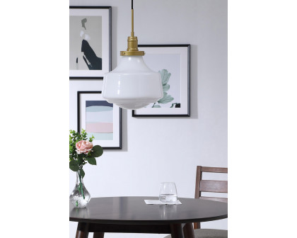 Elegant Pendant Light - Brass/Glass Matte, L 11" (LD6263BR)