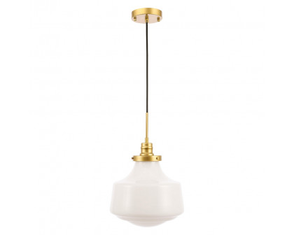 Elegant Pendant Light - Brass/Glass Matte, L 11" (LD6263BR)