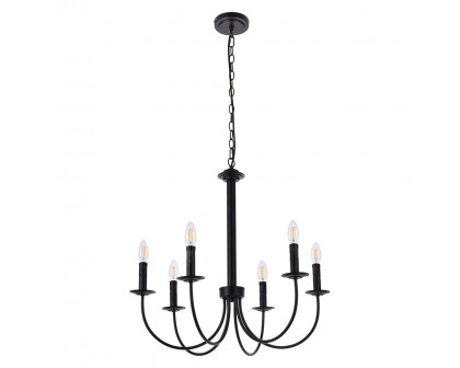 Elegant Brielle 6 Lights Pendant - Black, L 26" (LD7040D26BK)