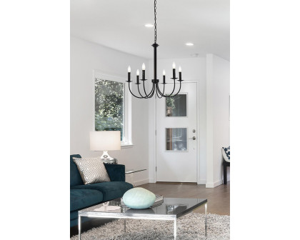 Elegant Brielle 6 Lights Pendant - Black, L 26" (LD7040D26BK)