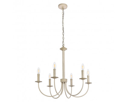 Elegant Brielle 6 Lights Pendant - Weathered Dove, L 26" (LD7040D26WD)