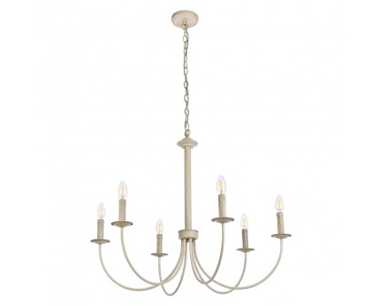 Elegant Brielle 6 Lights Pendant - Weathered Dove, L 32" (LD7041D32WD)