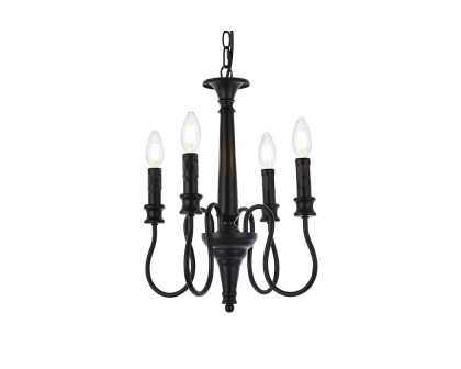 Elegant Flynx 4 Lights Pendant - Black, L 14" (LD7042D14BK)