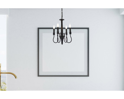 Elegant Flynx 4 Lights Pendant - Black, L 14" (LD7042D14BK)