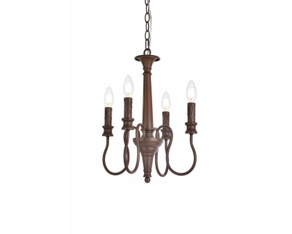 Elegant Flynx 4 Lights Pendant - Weathered Oak, L 14" (LD7042D14WOK)