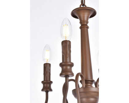 Elegant Flynx 4 Lights Pendant - Weathered Oak, L 14" (LD7042D14WOK)