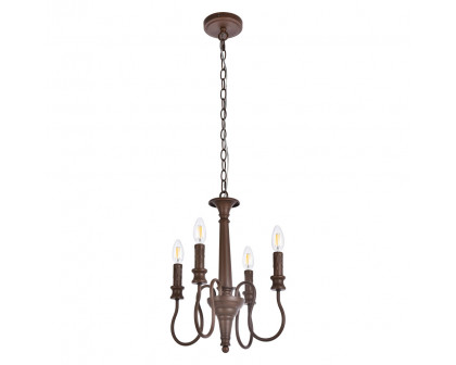 Elegant Flynx 4 Lights Pendant - Weathered Oak, L 14" (LD7042D14WOK)