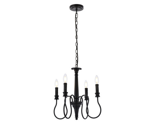 Elegant Flynx 4 Lights Pendant - Black, L 17" (LD7043D17BK)