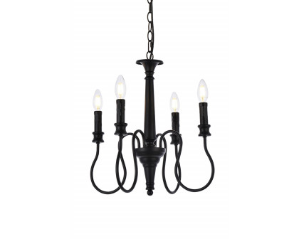 Elegant Flynx 4 Lights Pendant - Black, L 17" (LD7043D17BK)