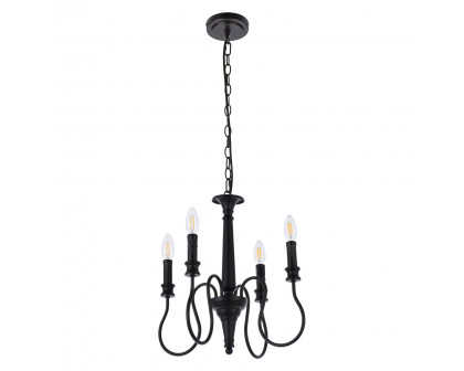 Elegant Flynx 4 Lights Pendant - Black, L 17" (LD7043D17BK)