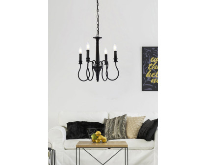 Elegant Flynx 4 Lights Pendant - Black, L 17" (LD7043D17BK)