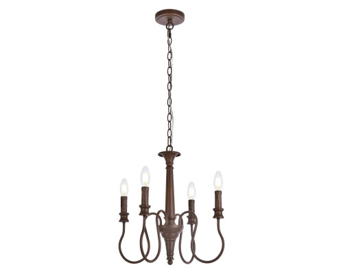 Elegant Flynx 4 Lights Pendant - Weathered Oak, L 17" (LD7043D17WOK)