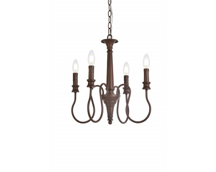 Elegant Flynx 4 Lights Pendant - Weathered Oak, L 17" (LD7043D17WOK)