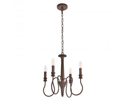 Elegant Flynx 4 Lights Pendant - Weathered Oak, L 17" (LD7043D17WOK)