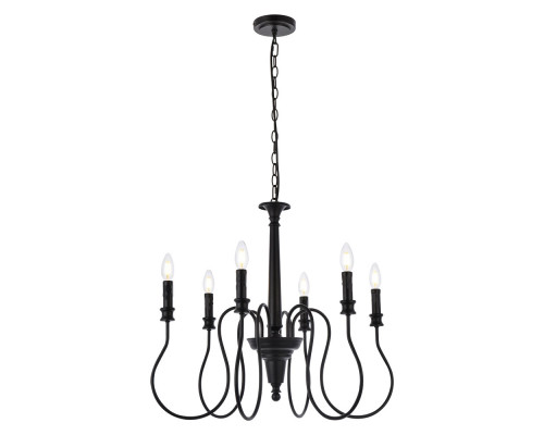 Elegant Flynx 4 Lights Pendant - Black, L 26" (LD7044D26BK)