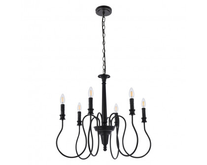 Elegant Flynx 4 Lights Pendant - Black, L 26" (LD7044D26BK)