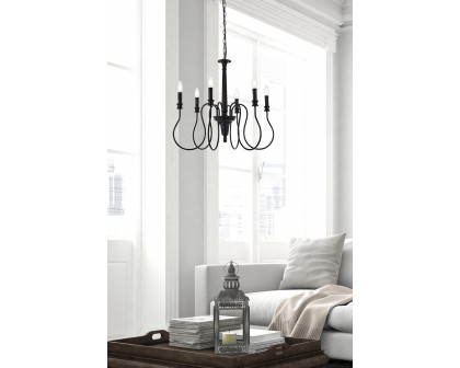 Elegant Flynx 4 Lights Pendant - Black, L 26" (LD7044D26BK)