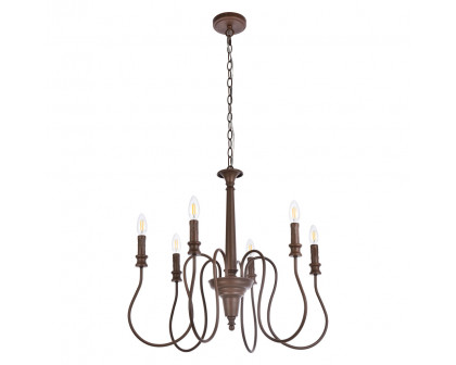 Elegant Flynx 4 Lights Pendant - Weathered Oak, L 26" (LD7044D26WOK)