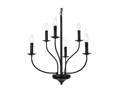 Elegant Westley 6 Lights Pendant - Black, L 24" (LD7046D24BK)